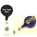 Round Shape Retractable Badge Holder W/ Metal Alligator Clip.